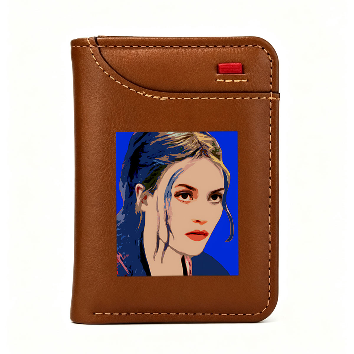 Portrait of a Woman with Blue Hair and Bold Colors - Vertical Style Wallet