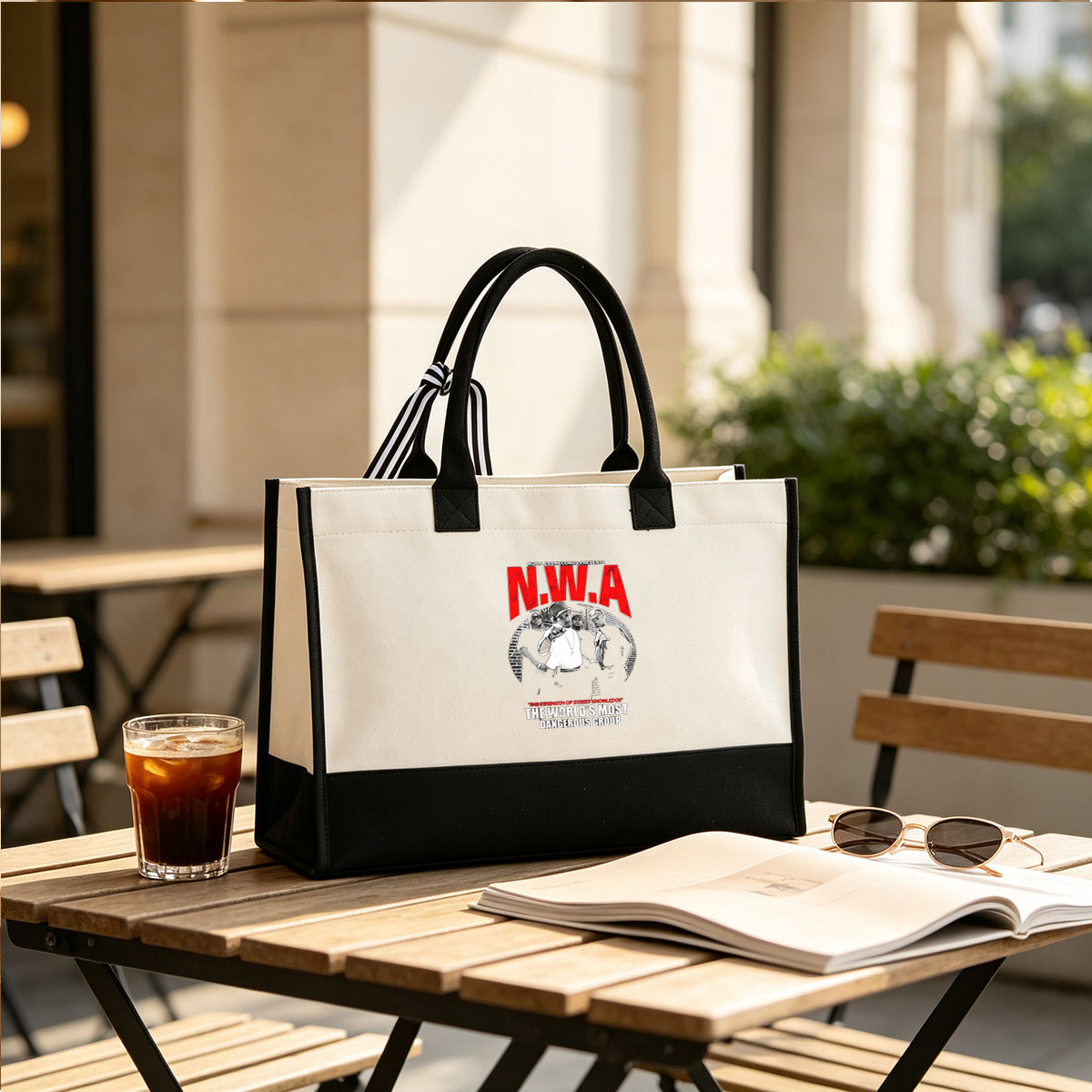 N.W.A - The World's Most Dangerous Group, Ruthless Records Presents - Canvas patchwork gift tote bag