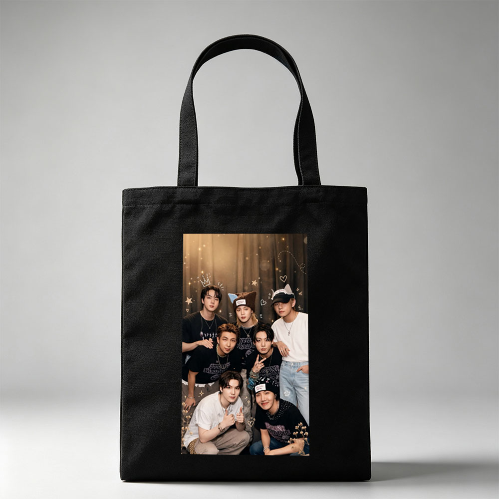 SEVENTEEN Group Photo with Festive Accessories and Sparkling Background - Canvas tote bags