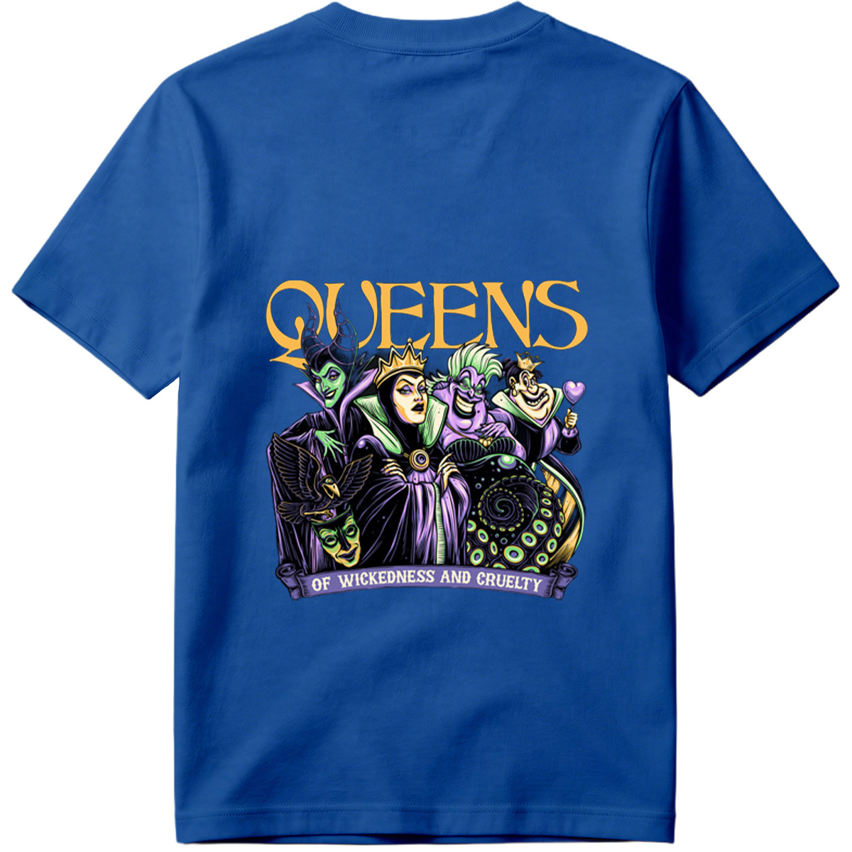 Queens of Wickedness and Cruelty: Maleficent, Evil Queen, Ursula, and Queen of Hearts - Tee