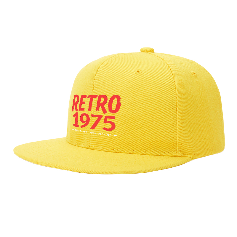 Flat Brim Baseball Cap Retro 1975 Brushstroke Design Streetwear Underground Skate Style for Basketball Court Skate Park Urban Lifestyle Skaters Rappers Streetwear Enthusiasts