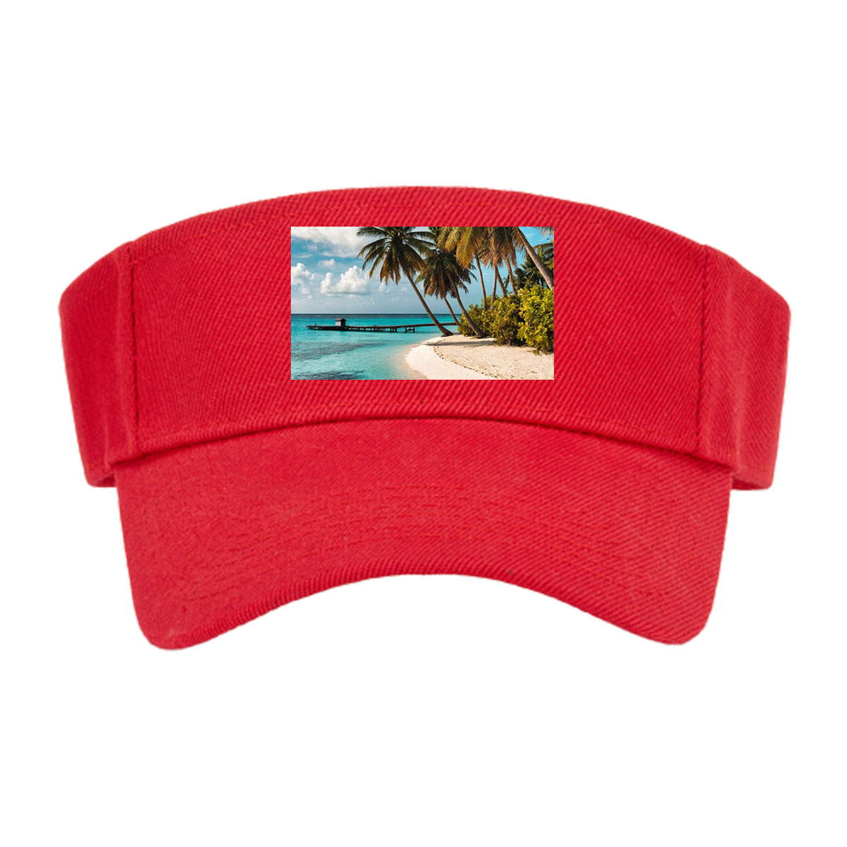 Tropical Beach with Palm Trees and Crystal Clear Water -  Visor cap