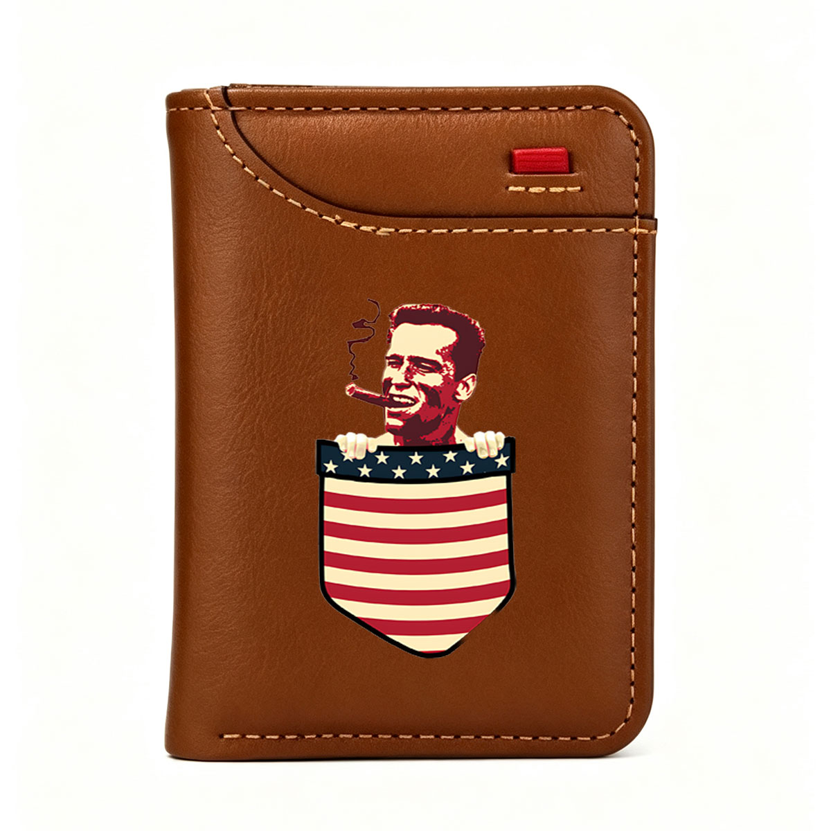 Mickey Rourke with Cigar Holding American Flag Shield - Vertical Style Wallet