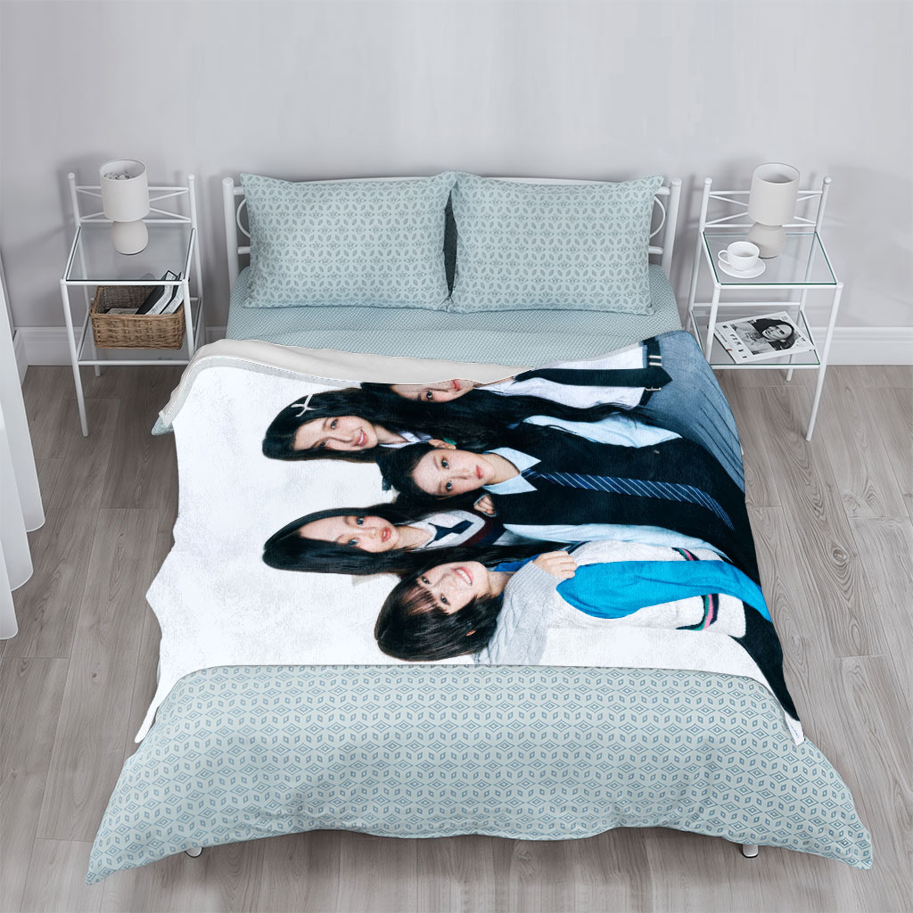 NewJeans School Uniform Concept Photo with Five Members in Coordinated Outfits - Blankets