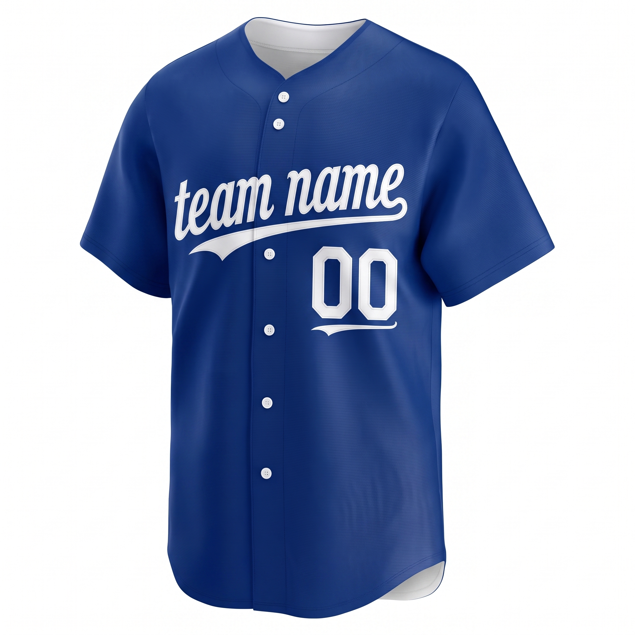 Custom Printed Kansas City Style Baseball Jersey Royal Blue White Trim Button Down Shirt for Men and Women