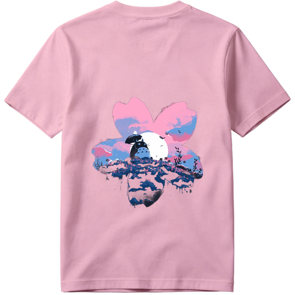 Totoro Under Cherry Blossom Moon - Tee
