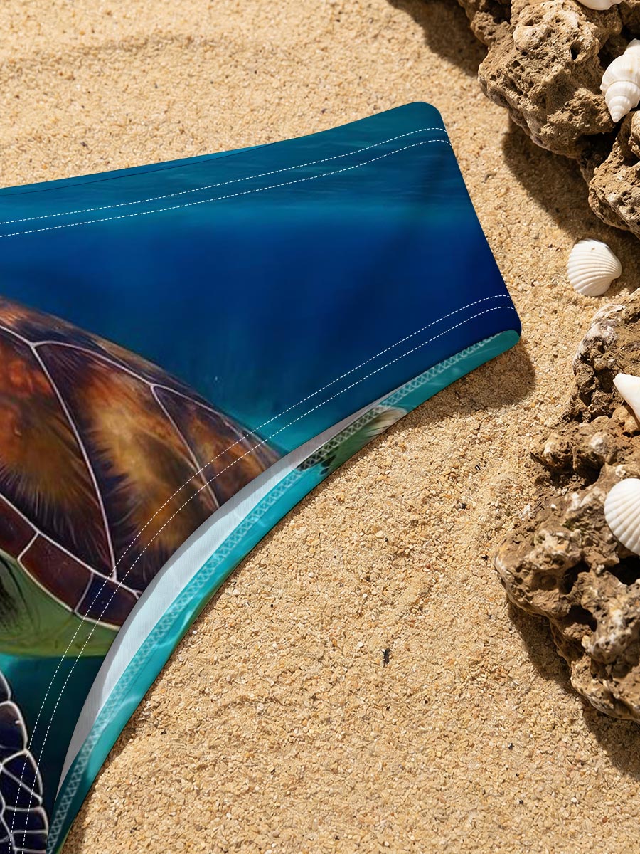 Sea Turtle Swimming in Crystal Clear Waters -  Men's swim trunks