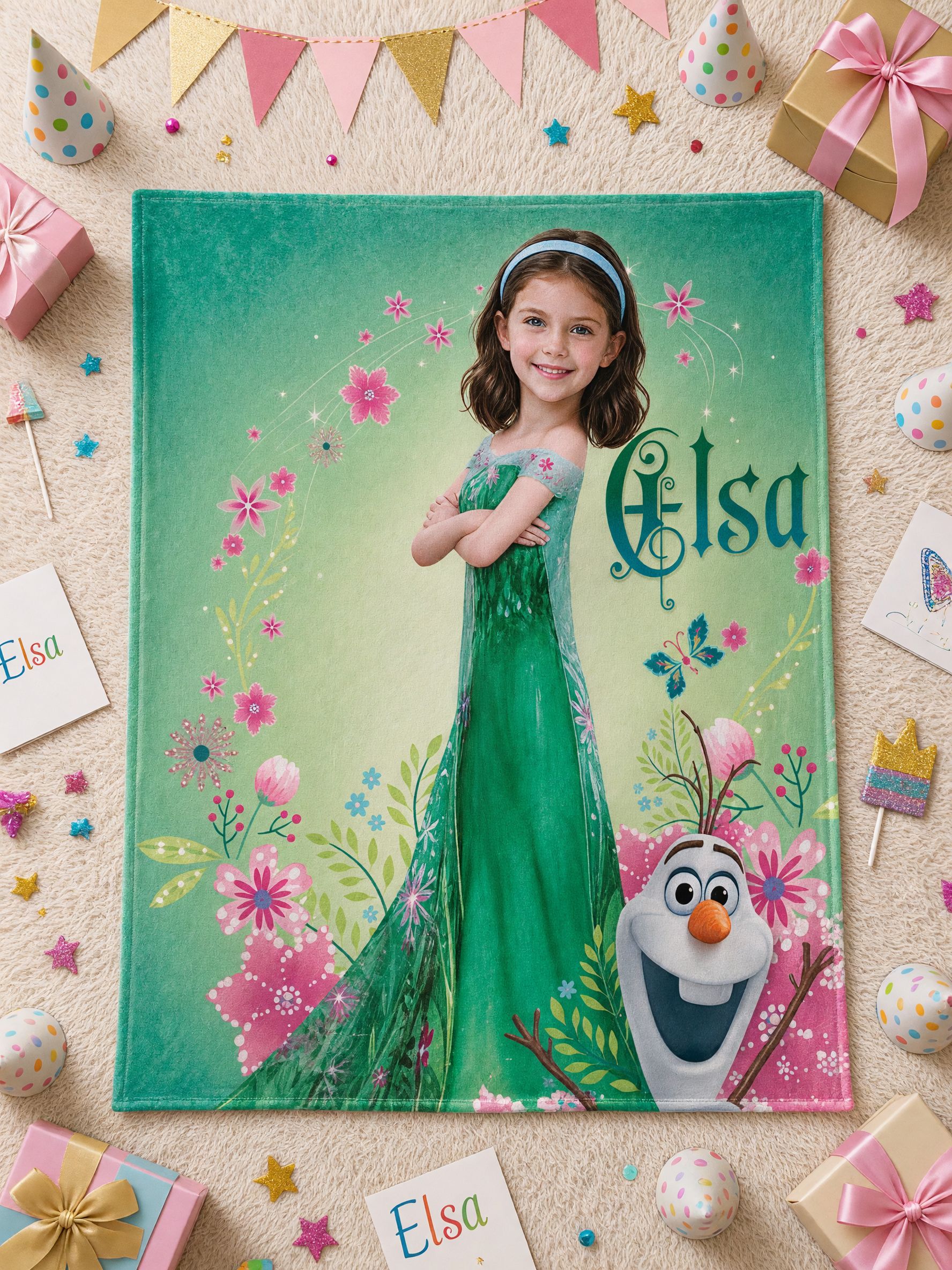 Custom Photo Face Blanket, Flannel Fleece Princess Throw, Soft Skin-Friendly Personalized Gift for Kids Bed and Sofa