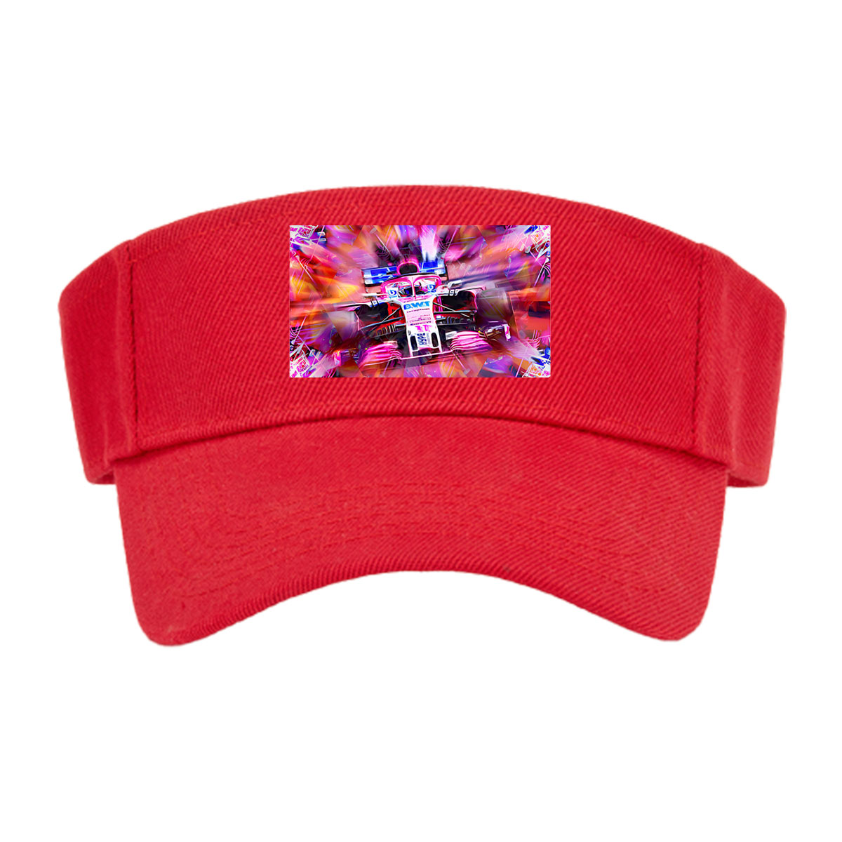 F1 Racing Car in Vibrant Motion Art -  Visor cap