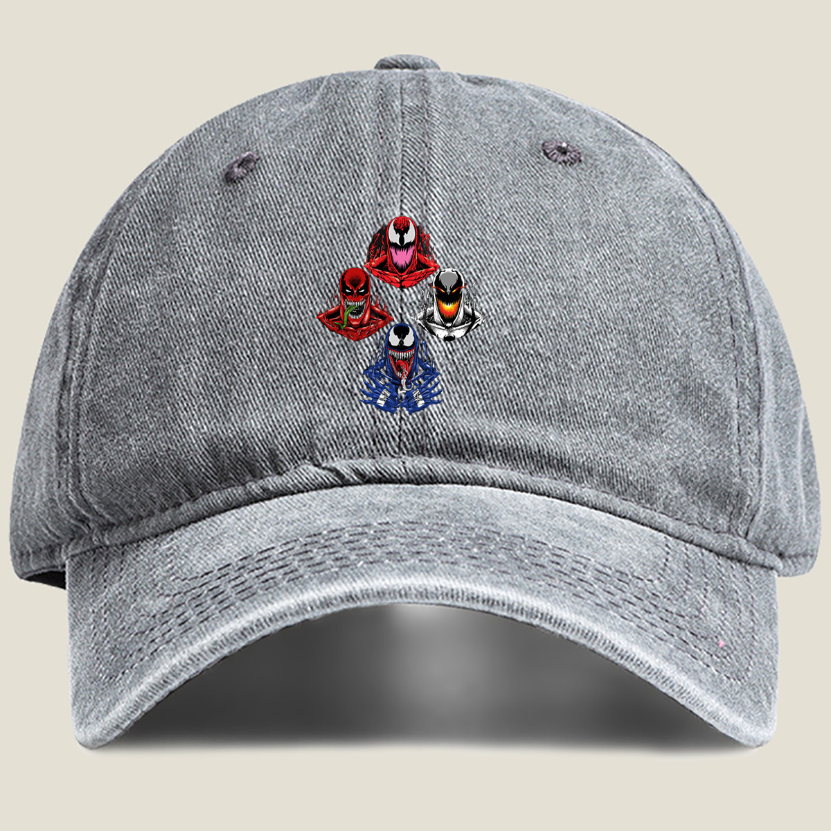 Spider-Verse: Carnage, Venom, Red Goblin, and Symbiote Characters - Washed Denim - Baseball Cap