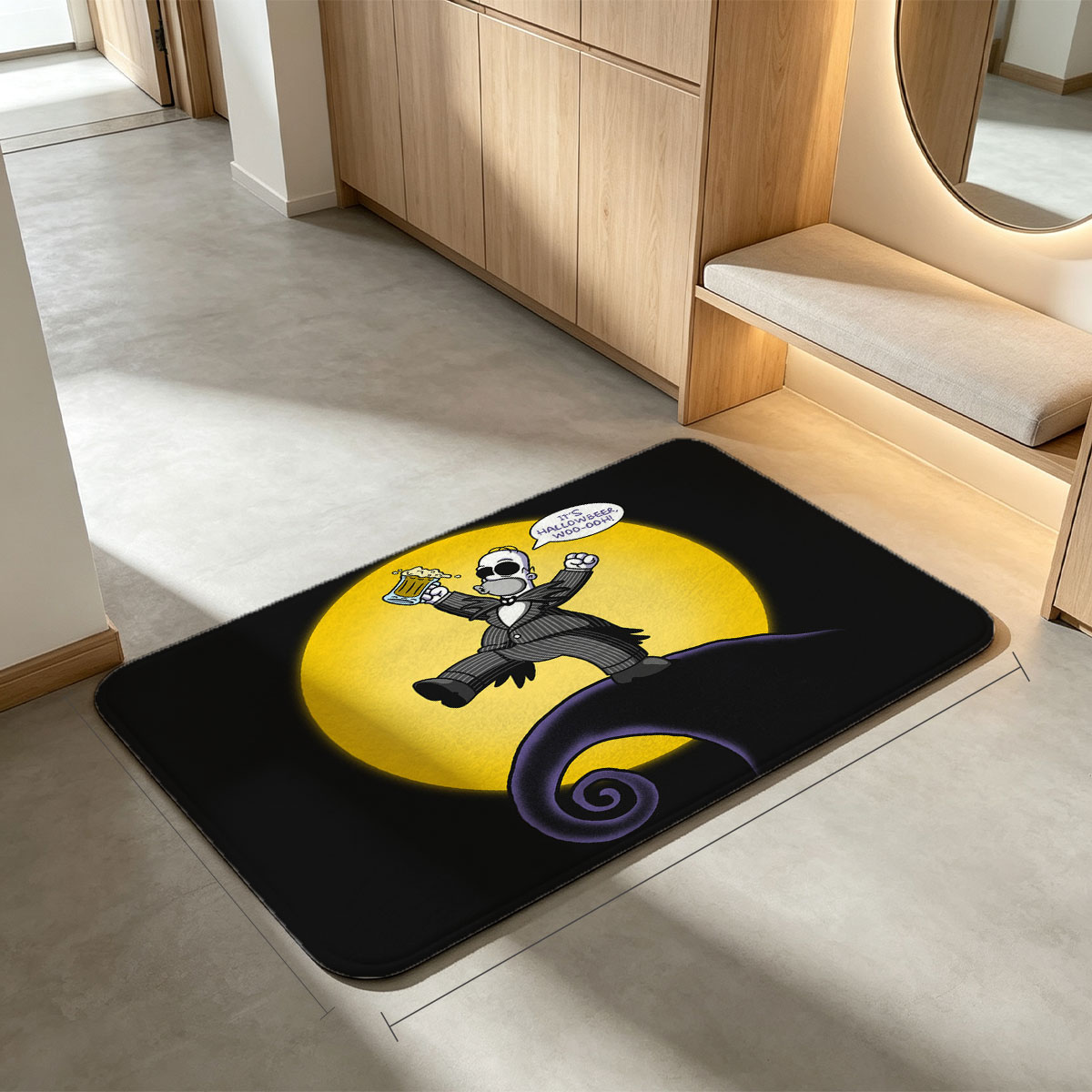 Jack Skellington Celebrates Hallowbeer Under the Moon - Flannel floor mat