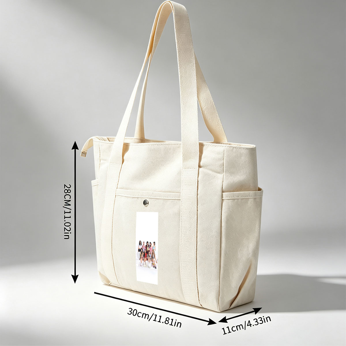 K-pop Girl Group in Casual Outfits Posed on White Background - Multi-pocket bags