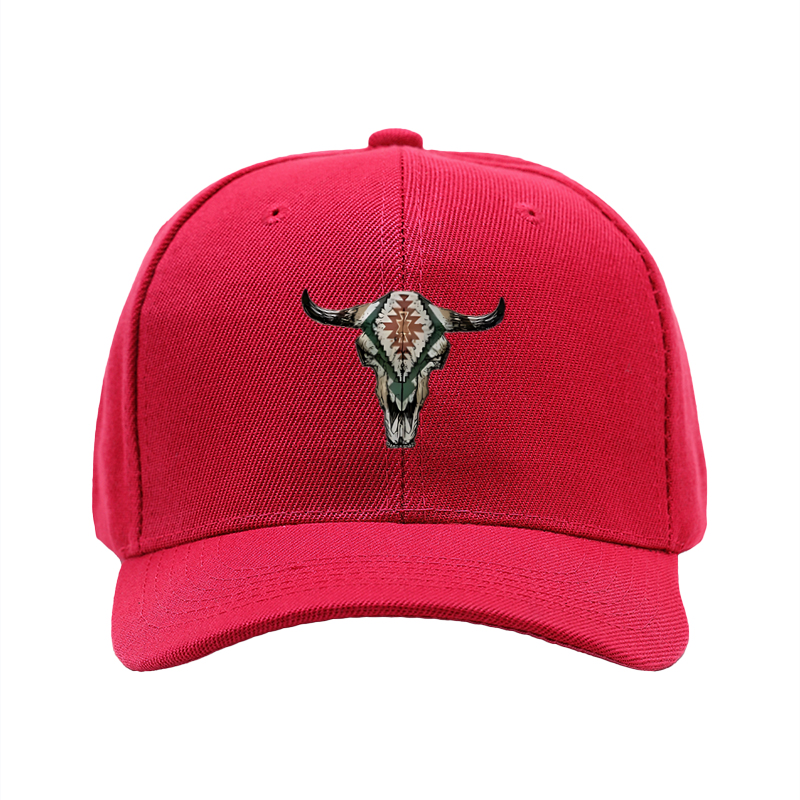 1pc New Baseball Cap with Bull Skull Tribal Print Design Unisex Adjustable Hat for Outdoor Activities and Casual Wear Suitable for Adults and Teens