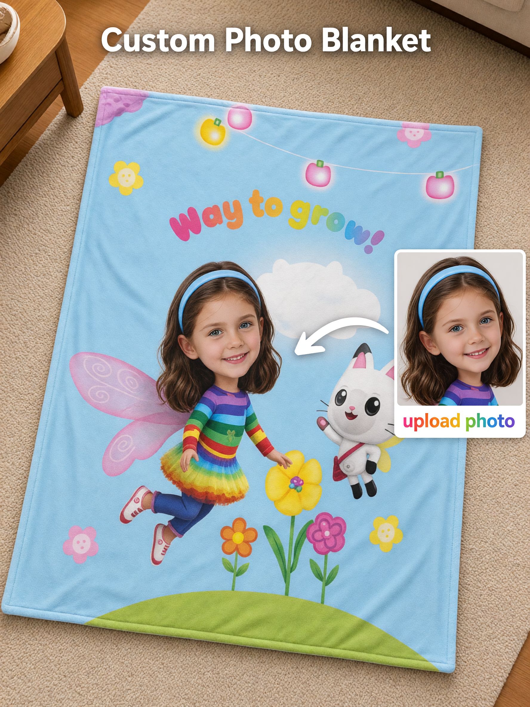 Custom Face Blanket Personalized Fairy Photo Ultra Soft Flannel Throw Lightweight Cozy Bedding Ideal Gift