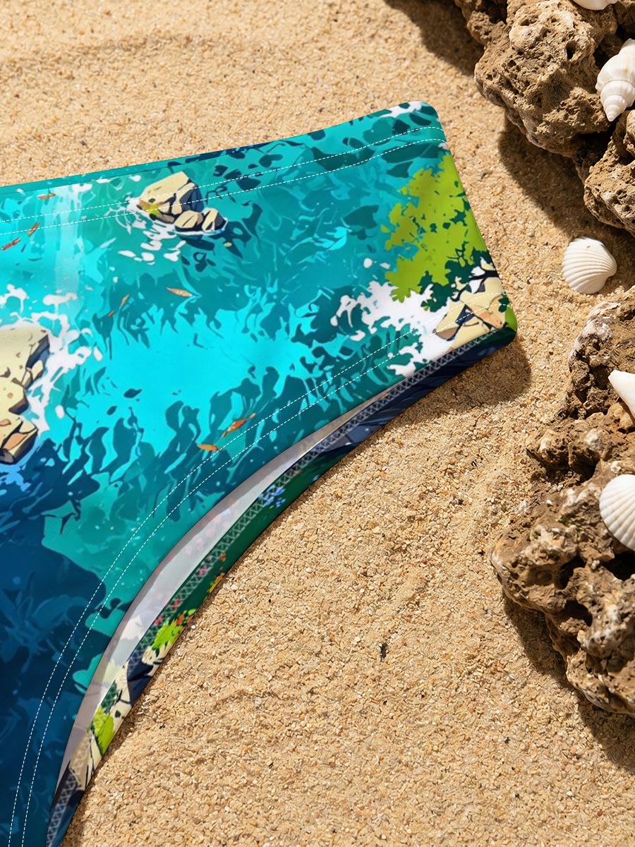 Crystal Clear Waterfalls in a Lush Canyon -  Men's swim trunks
