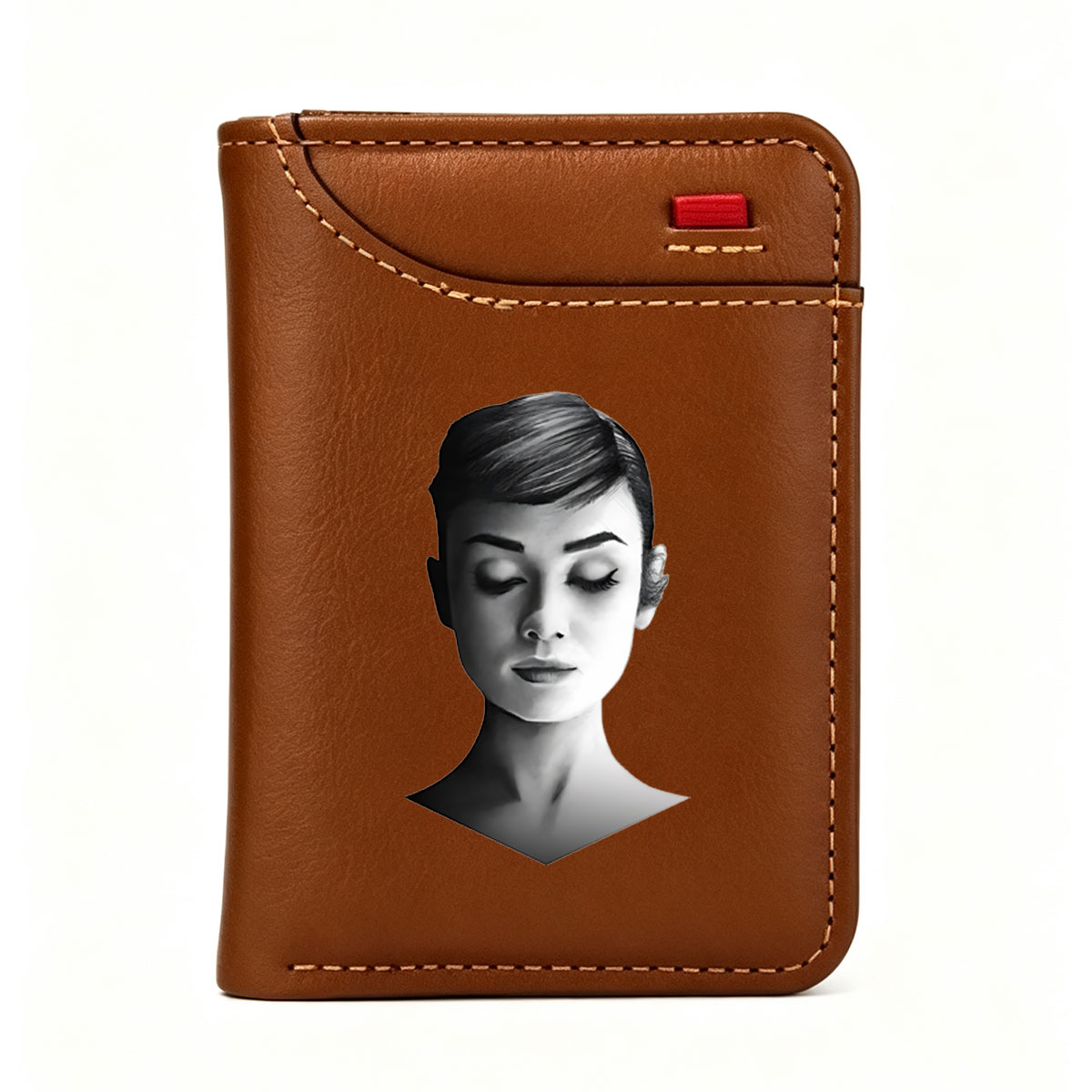 Audrey Hepburn Portrait in Black and White - Vertical Style Wallet