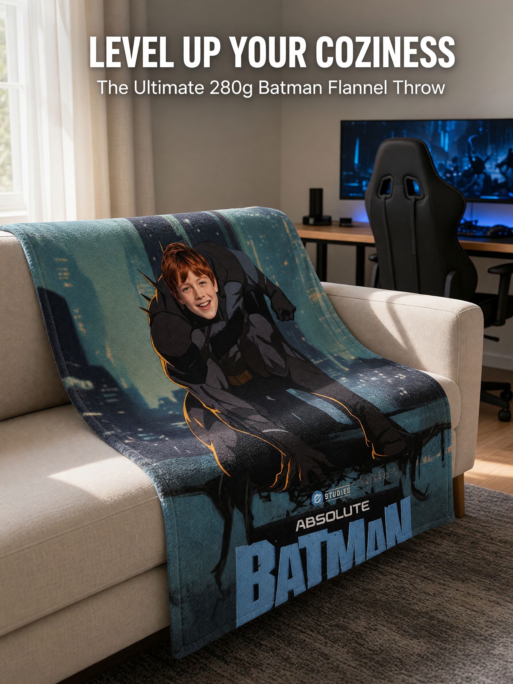 Custom Photo Face Superhero Flannel Blanket Ultra Soft Cozy Fleece Throw Ideal Personalized Gift for Kids and Family