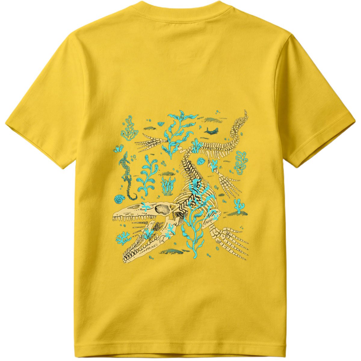 Mosasaurus Skeleton in Ocean Depths - Tee
