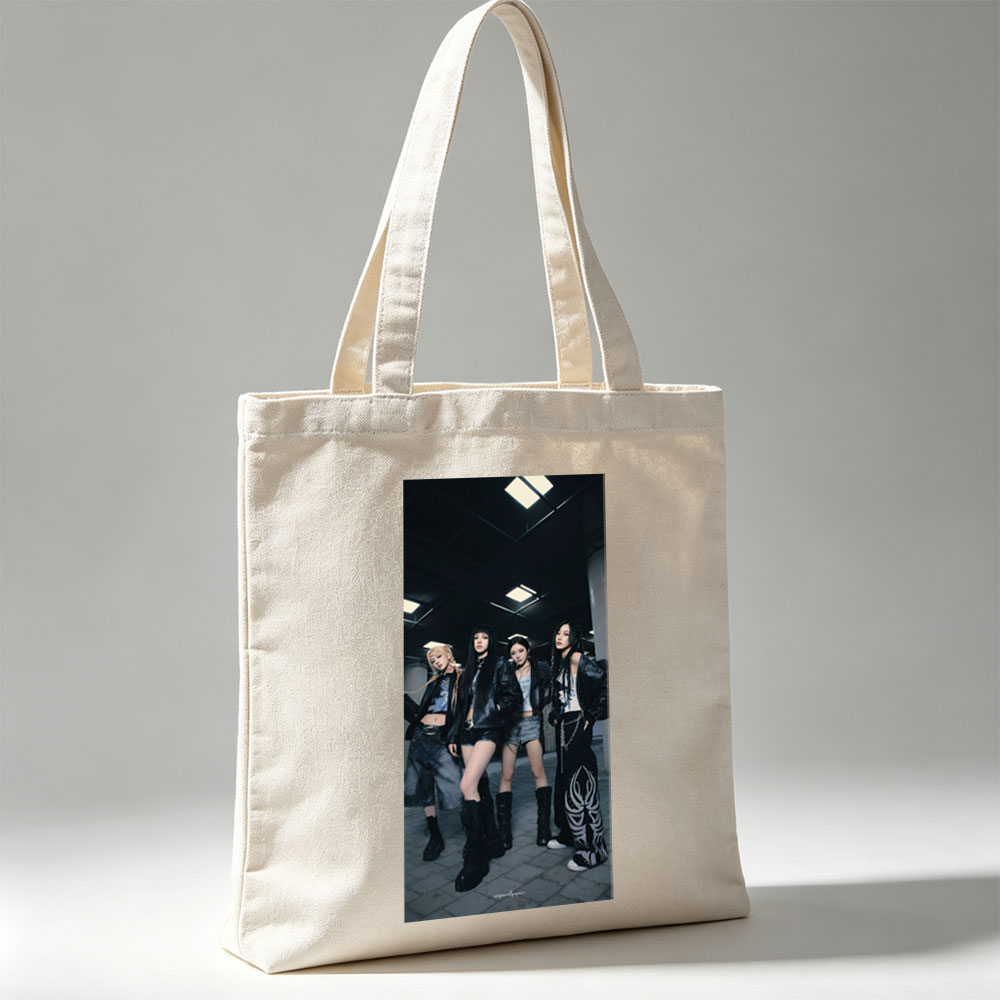 BLACKPINK in Underground Style - Four Members Pose in Edgy Leather Outfits with Bold Fashion Statements - Canvas tote bags
