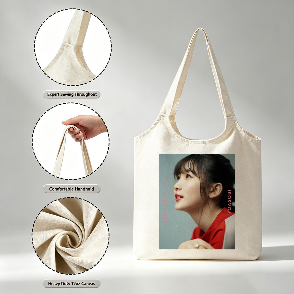 YOASOBI in a Serene Moment with Soft Lighting and Red Outfit - Canvas shoulder bags/