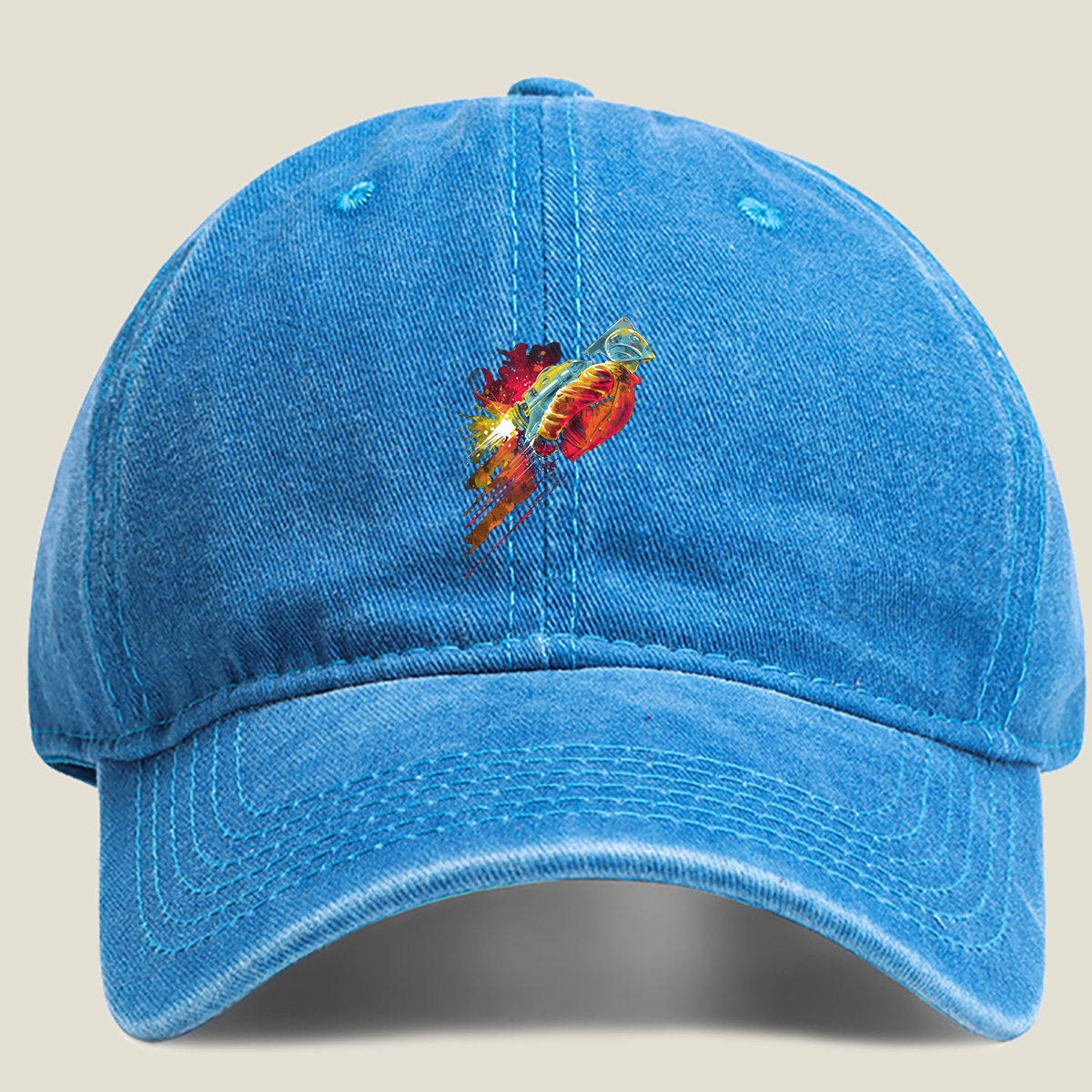 Rocket Racer: Speed Demon in Motion - Washed Denim - Baseball Cap