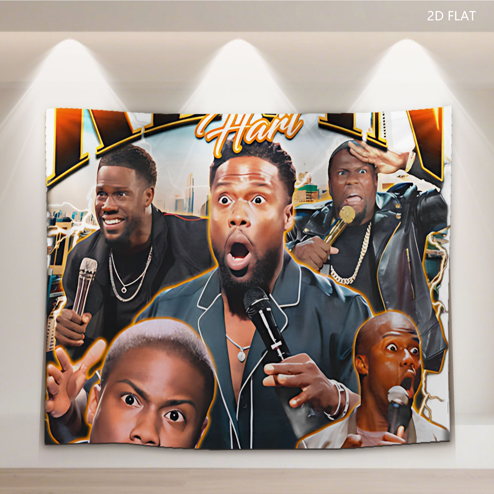 Kevin Hart: Comedian in Action with Multiple Expressions and Microphones - Tapestry