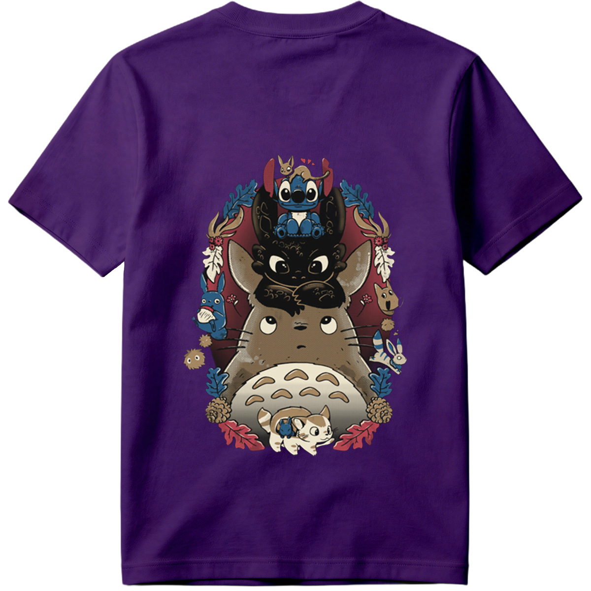 Totoro, Stitch, and Friends: A Whimsical Forest Gathering - Tee