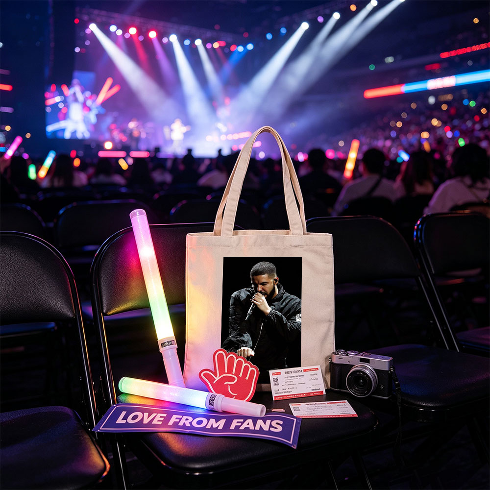Drake Performing on Stage Holding Microphone in Black Jacket - Canvas tote bags