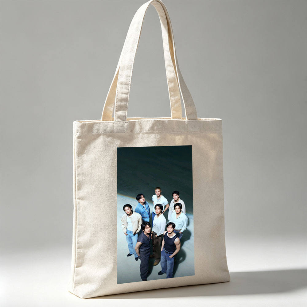 SEVENTEEN Group Photo on a Minimalist Background with Casual Outfits and Confident Poses - Canvas tote bags