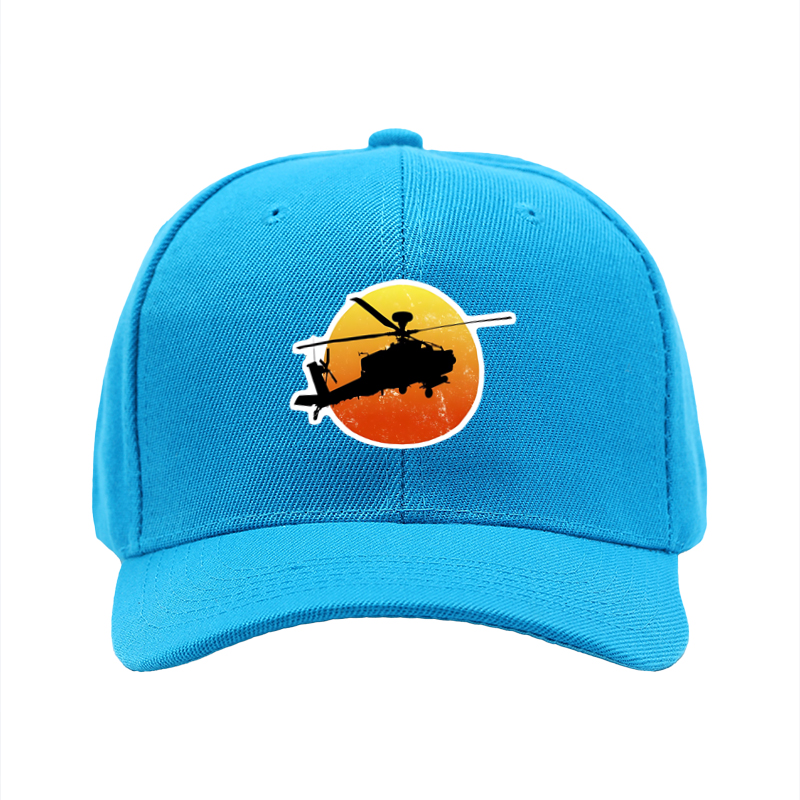 1pc New Baseball Cap Helicopter Silhouette Sunset Print Unisex Adjustable Hat for Outdoor Activities Men Women Casual Streetwear Fashion Accessories