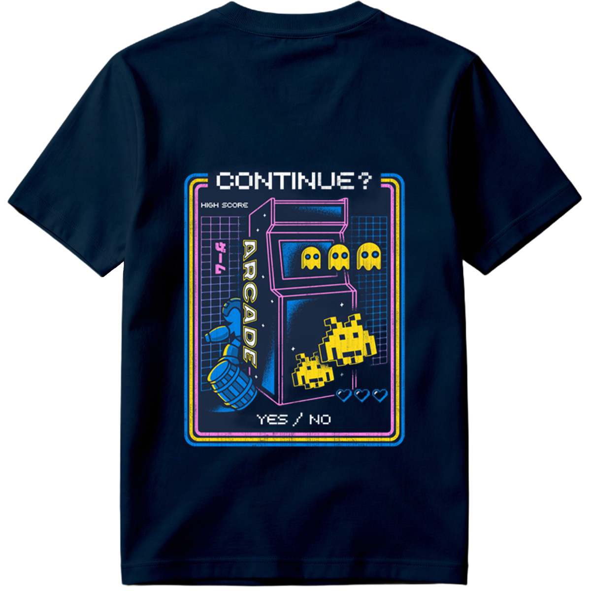 Pac-Man and Space Invaders Arcade Continue Screen - Tee