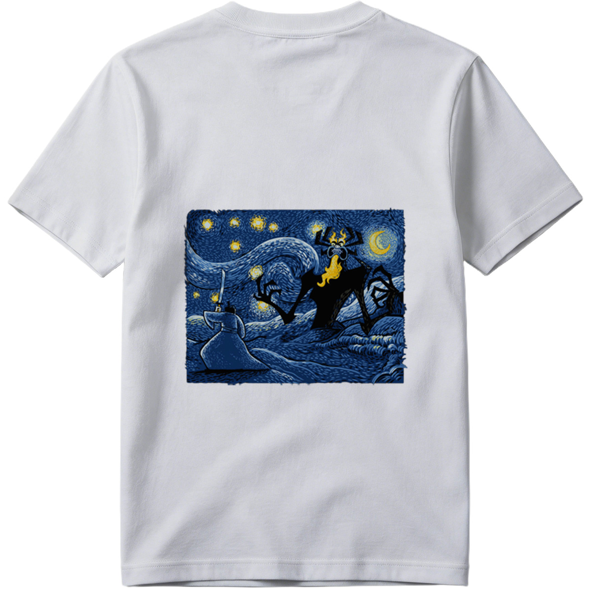 Samurai and Spider Demon in Starry Night - Tee