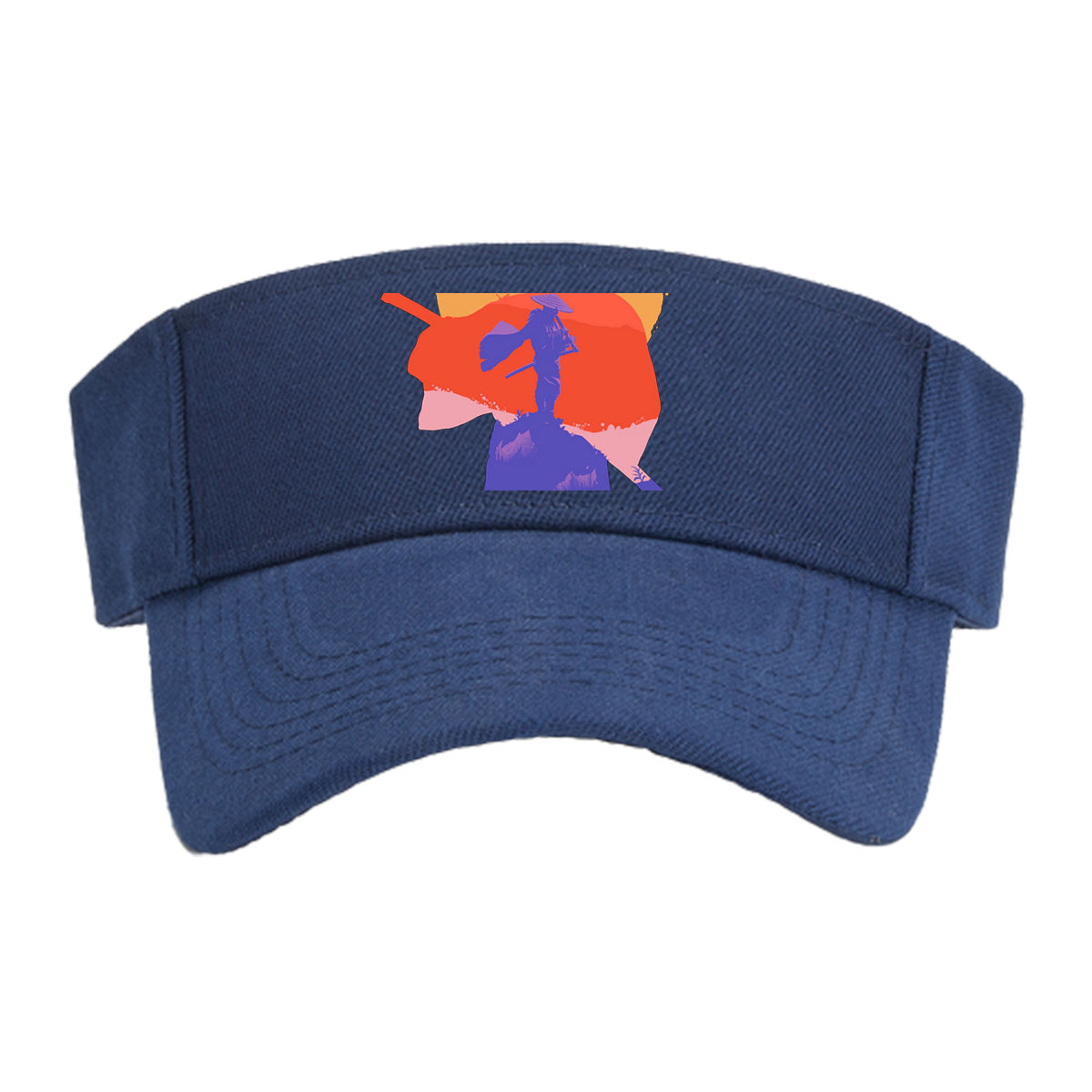 Samurai Silhouette at Sunset with Warrior Figure and Birds in Sky -  Visor cap