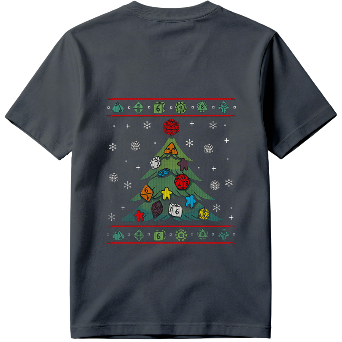 D&D Christmas Tree with Polyhedral Dice Decorations - Tee