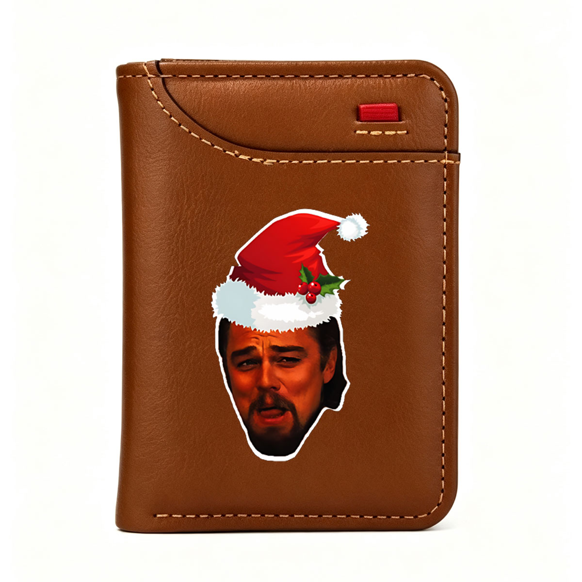 Colin Farrell in a Santa Hat with Holly Decorations - Vertical Style Wallet