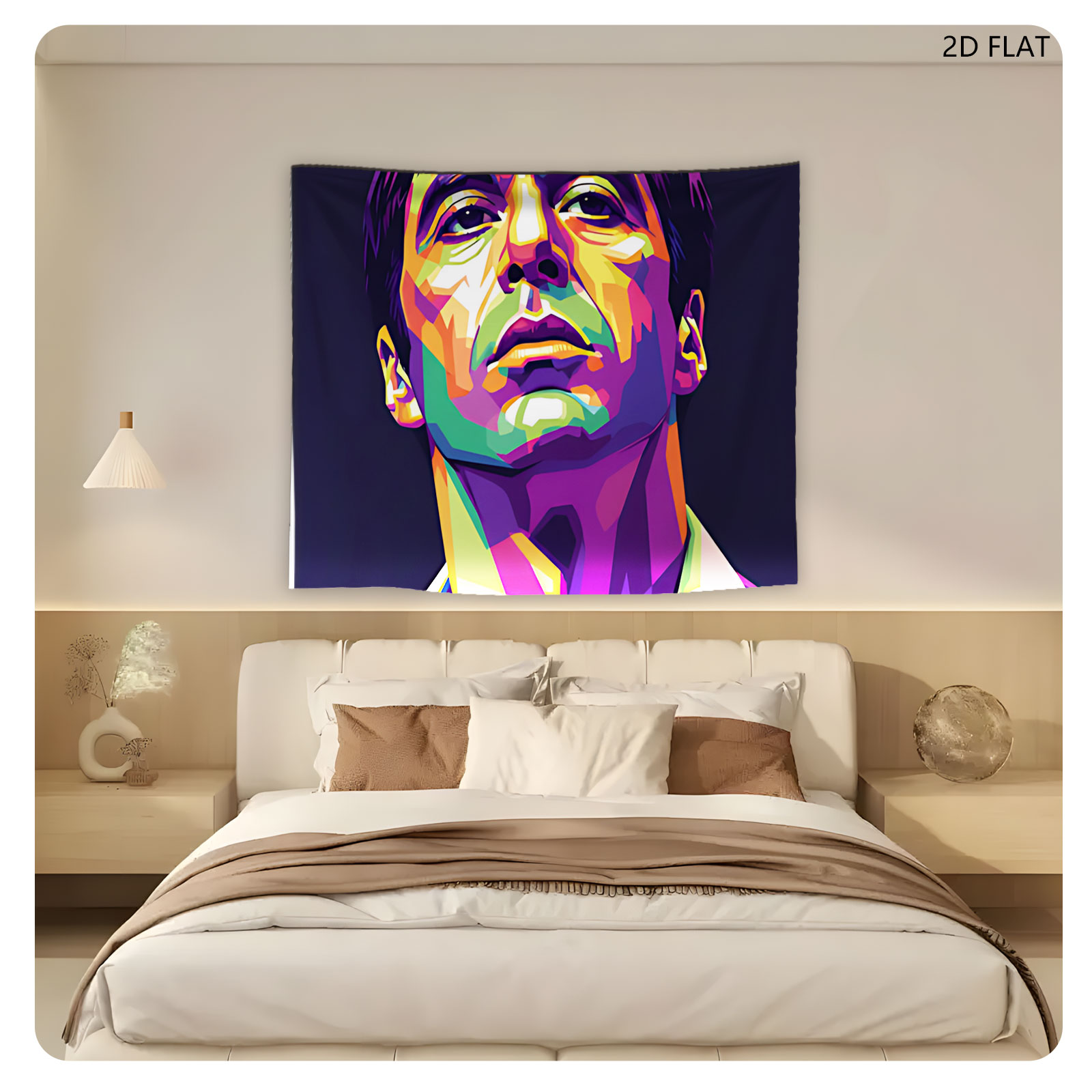 Colorful Portrait of a Man in Pop Art Style - Tapestry