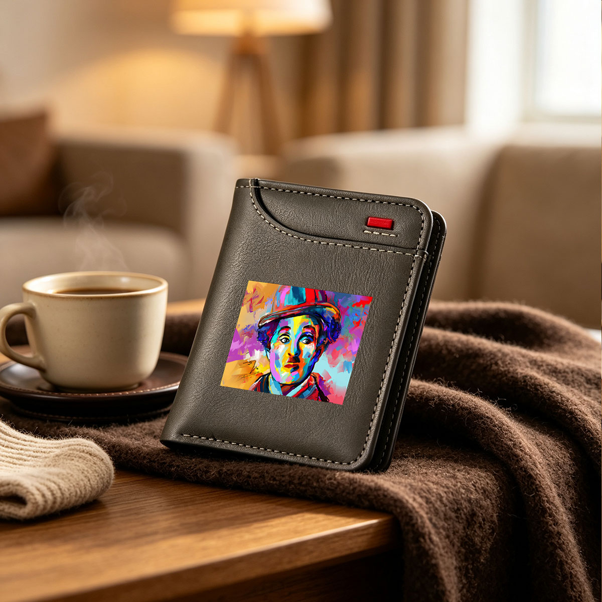 Colorful Portrait of a Man in a Hat - Vertical Style Wallet