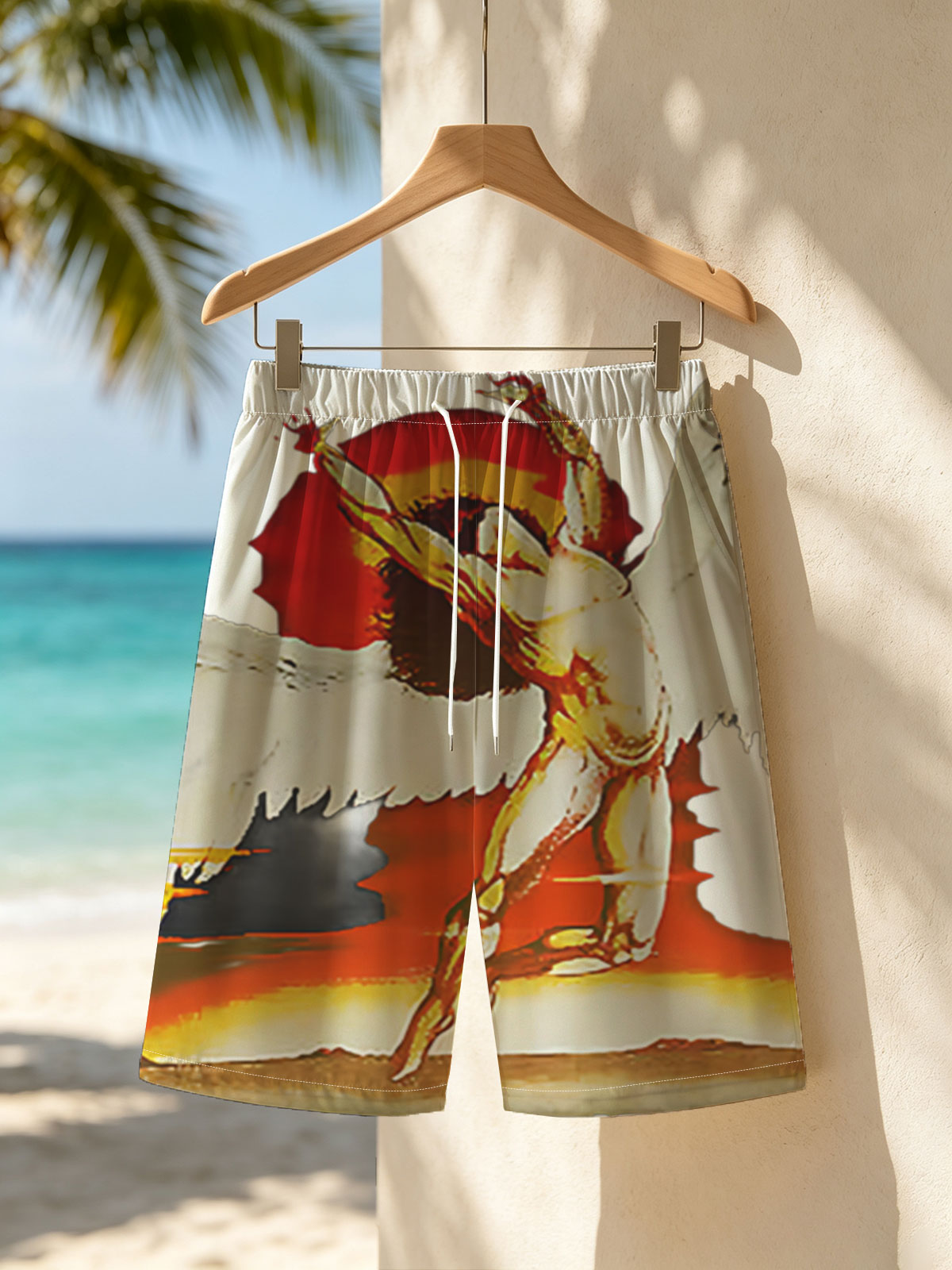Fallen Angel in Fiery Descent -  Beach shorts