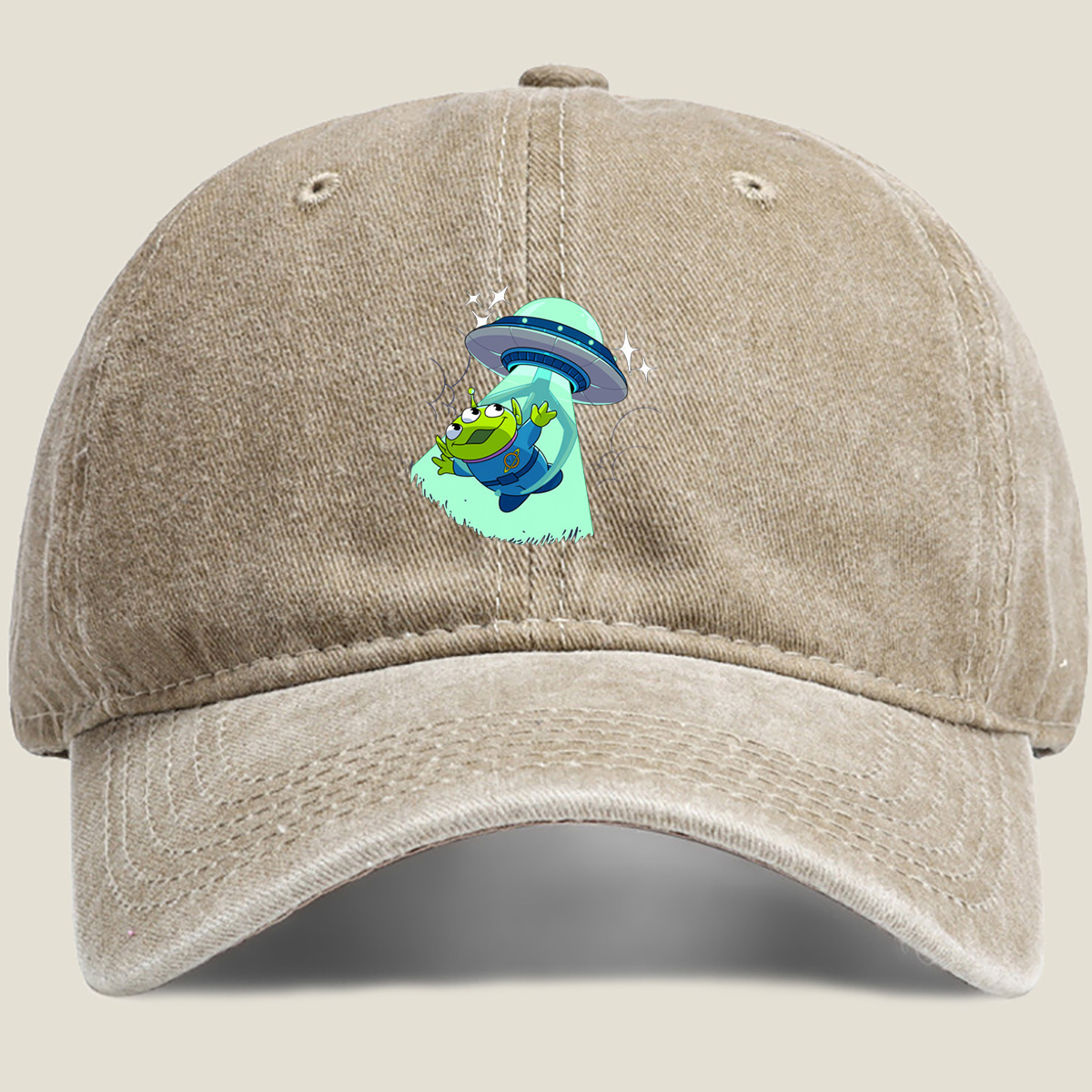 Alien from Toy Story Abducted by UFO - Washed Denim - Baseball Cap