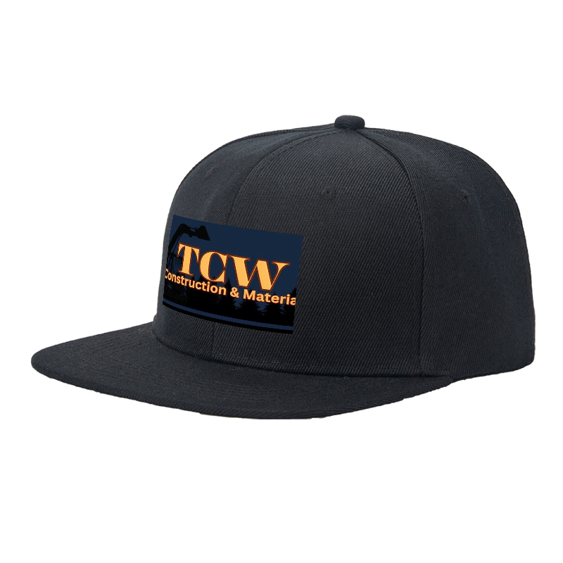 Flat Brim Baseball Cap TCW Construction & Materials Logo Print Streetwear Underground Skate Style for Basketball Court Urban Skaters and Hip Hop Artists