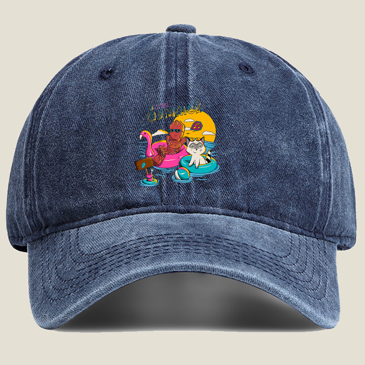 Guardians of the Galaxy: Groot and Rocket Summer Vibes - Washed Denim - Baseball Cap