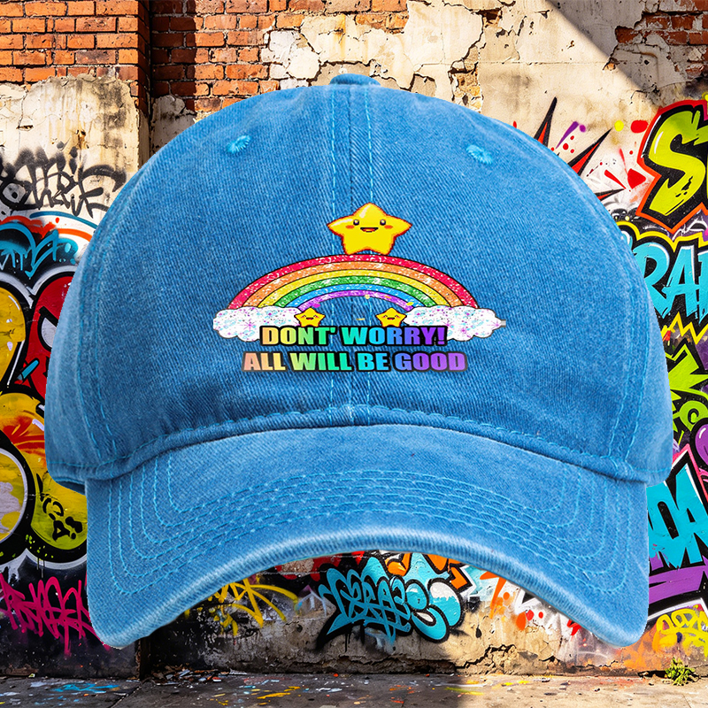Unisex Classic Washed Cap with Rainbow Star Print 