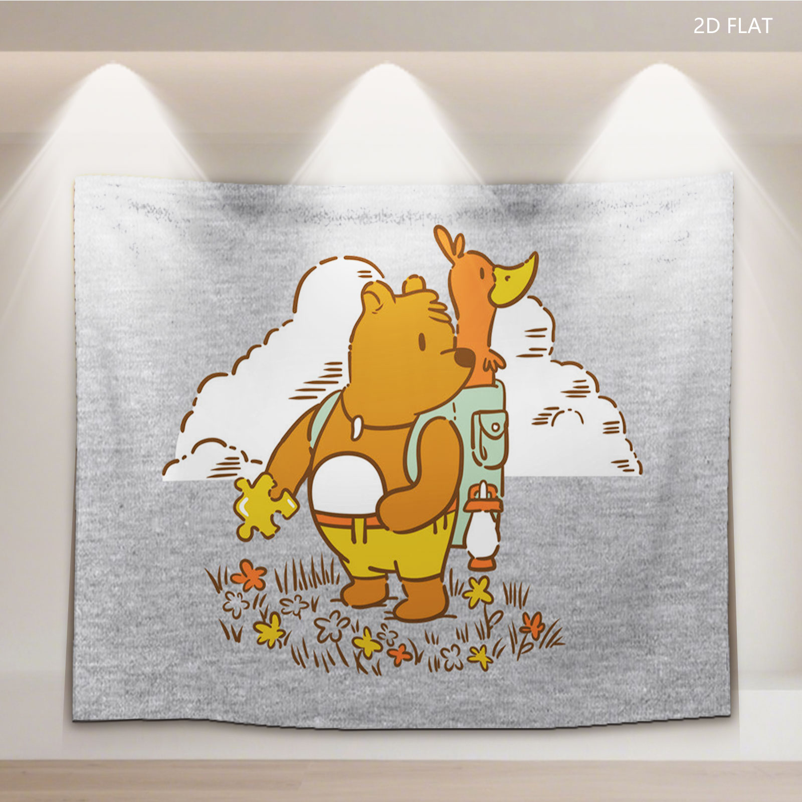 Bear and Duck Adventure in the Field - Tapestry