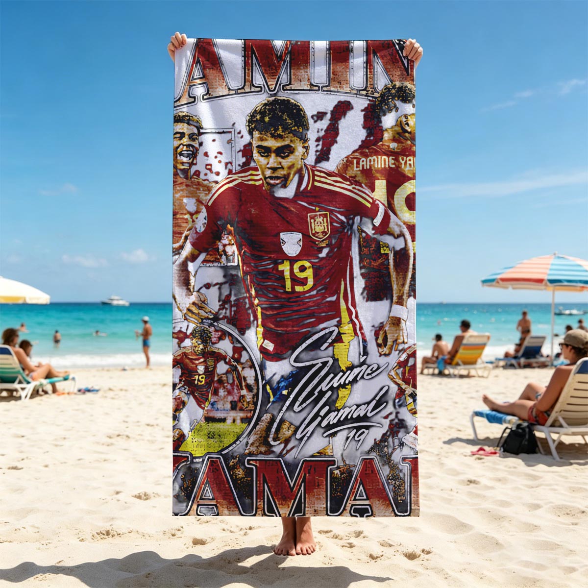 Lamine Yamal - Spanish Football Star, #19, National Team Player - Beach towels