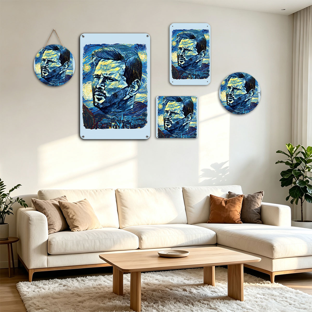 Vincent van Gogh Portrait in Starry Night Style - painting