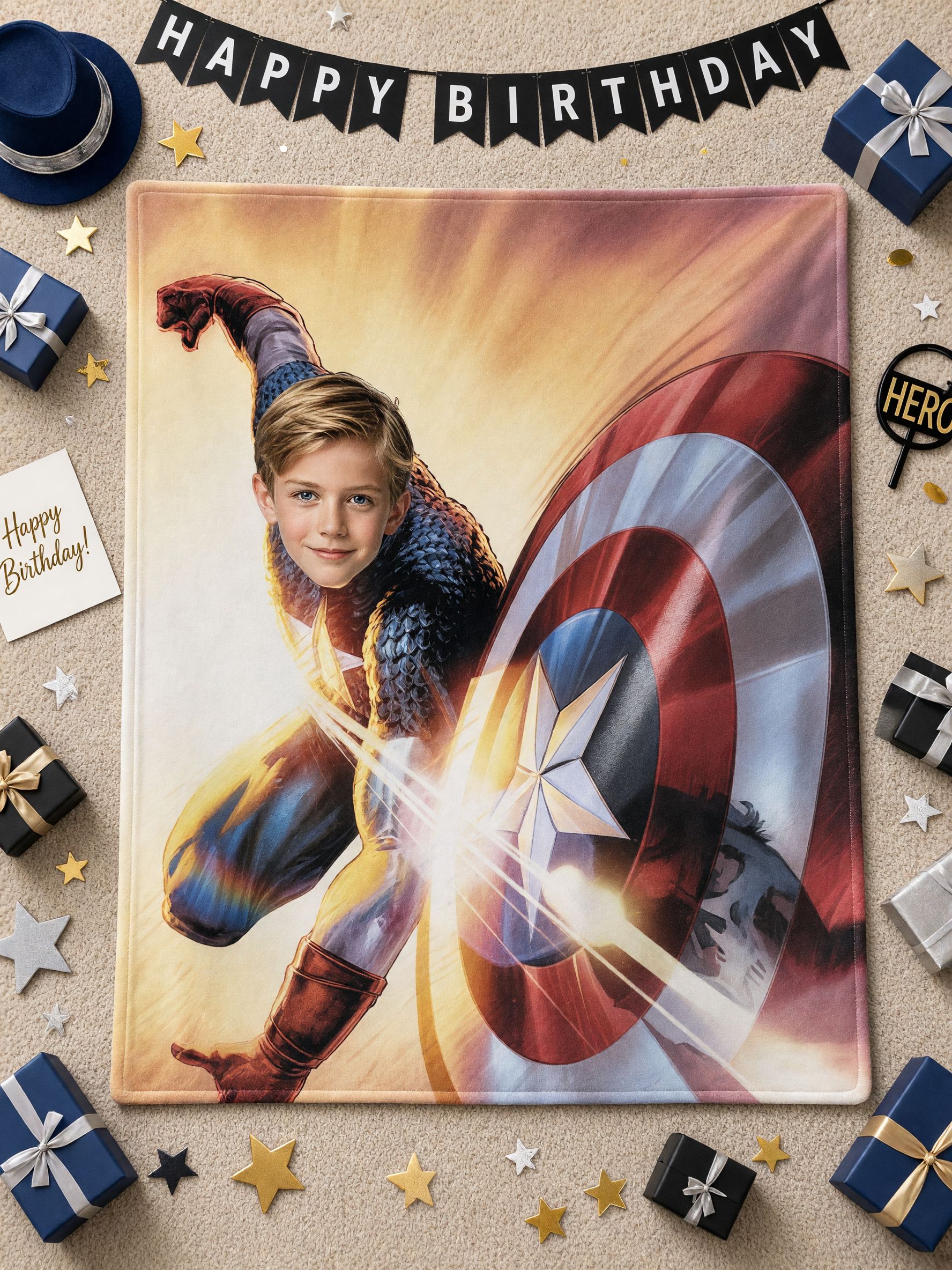 Custom Face Superhero Blanket Personalized Photo Throw Cozy Flannel Fleece Bed Couch Cover Ideal Birthday Gift for Kids