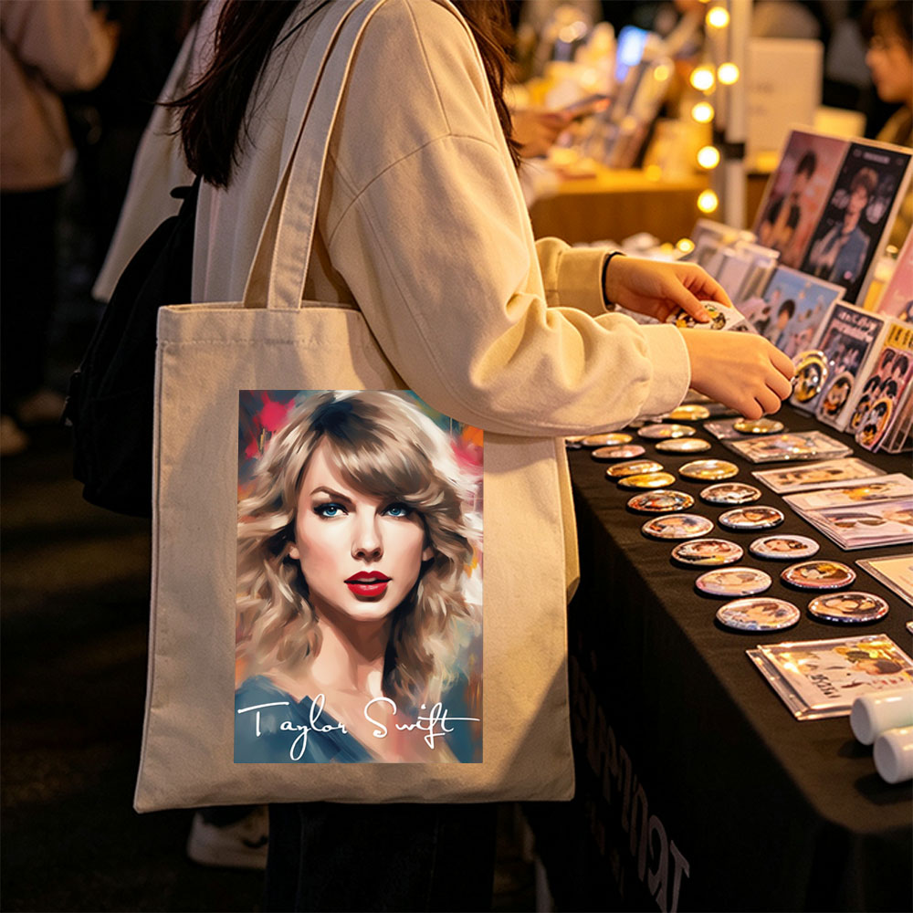 Taylor Swift Portrait Painted Style Artwork - Canvas tote bags