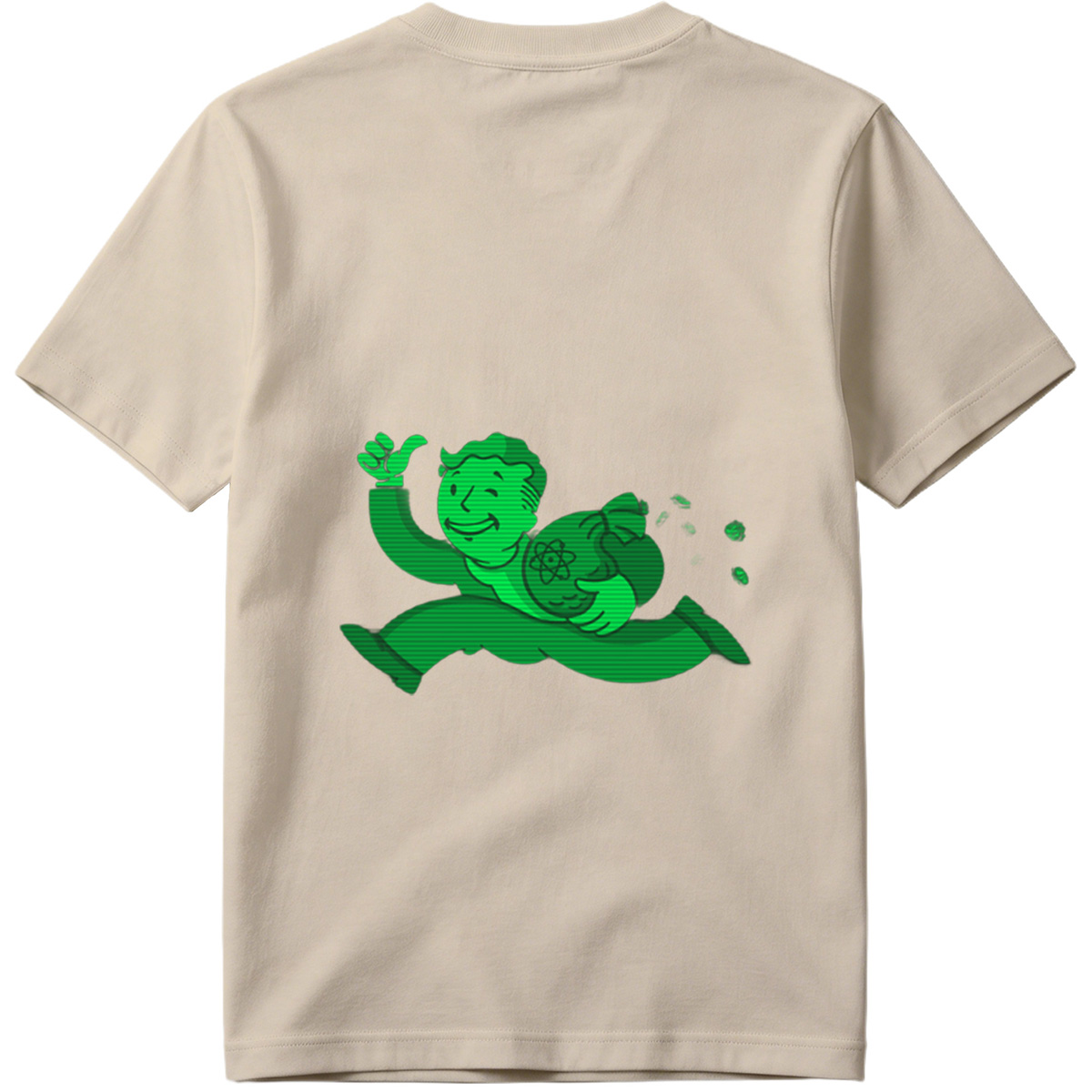 Vault Boy from Fallout Running with a Bag of Atoms - Tee