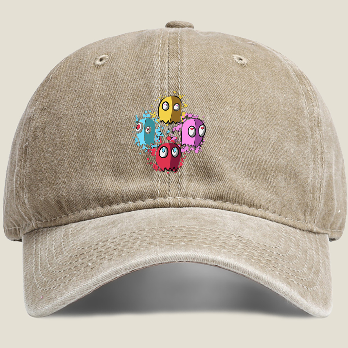 Pac-Man Ghosts: Blinky, Pinky, Inky, and Clyde - Washed Denim - Baseball Cap