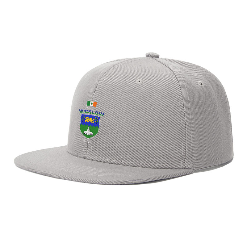 Flat Brim Baseball Cap County Wicklow Crest Irish Flag Lion Church Design Streetwear Underground Skate Style for Basketball Court Skate Park Urban Lifestyle Skaters Rappers Streetwear Enthusiasts Free Spirits Edition